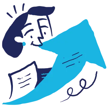 arrow flying in front of a woman with papers